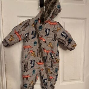 Cozy Gray Animal Print Kids One Piece